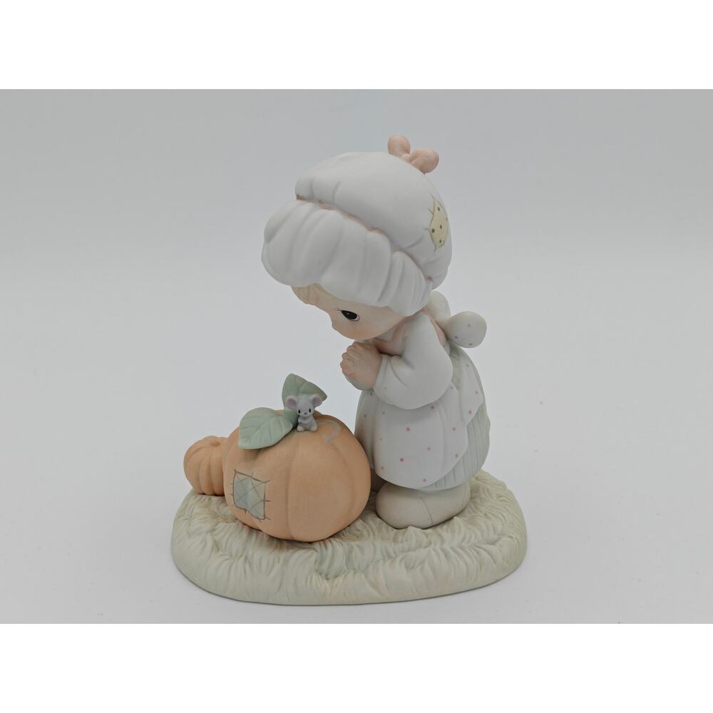 Precious Moments October Girl with Pumpkin Mouse 110094 1988‎ Figurine Enesco